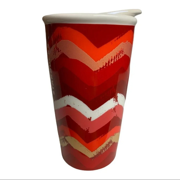 20. Starbucks Coffee Tumbler Chevron  Red 10 fl oz 2014 - Picture 2 of 8